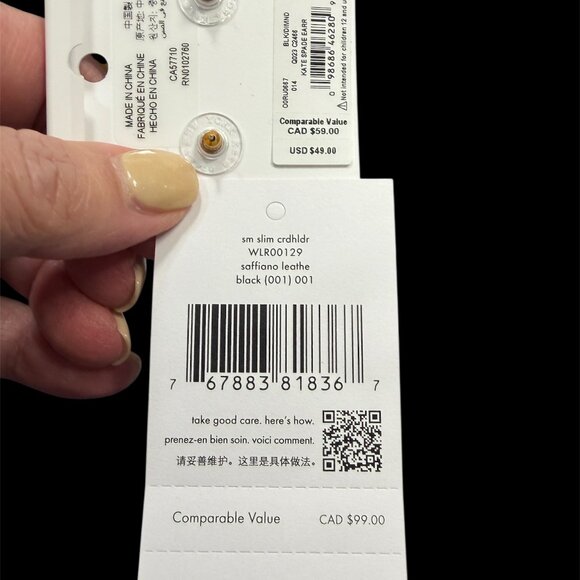 KATE SPADE NWT BLACK CARDHOLDER AND BLACK STUD EARRINGS - Picture 3 of 3